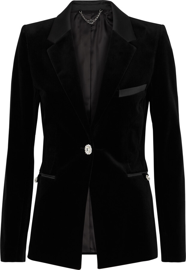 Rabanne Crystalembellished Velvet Blazer Black 10 ShopStyle