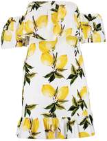 Thumbnail for your product : boohoo Off The Shoulder Lemon Print Shift Dress