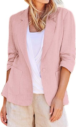 Casual Blazer Light Pink Blazer Plus Size Menge Light Weight Linen