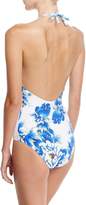 Thumbnail for your product : Camilla Embellished Plunging V-Neck Halter One-Piece Swimsuit, Ring of Roses