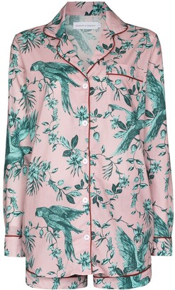 Desmond & Dempsey Bromley parrot-print cotton pyjama set