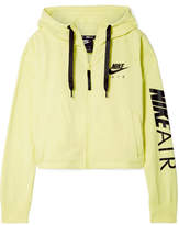 Thumbnail for your product : Nike Air Cropped Printed Cotton-blend Fleece Hoodie - Chartreuse