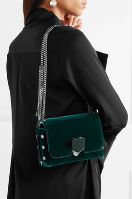 Jimmy Choo Lockett Petite Velvet Shoulder Bag - Emerald