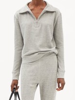 Thumbnail for your product : Nili Lotan Quarter-zip Cotton-blend Jersey Sweatshirt - Light Grey