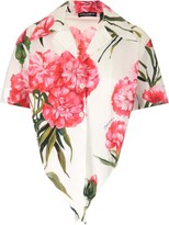 Carnation-Printed Knot Poplin Shirt 