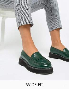 ASOS Design DESIGN Wide Fit Mastery chunky loafer flat shoes