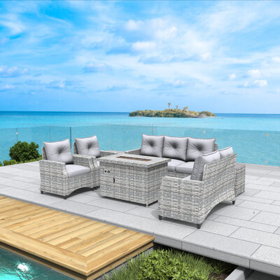Red Barrel Studio Ronniel 7 - Person Outdoor Seating Group with Cushions