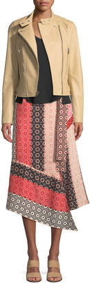 Derek Lam 10 Crosby Asymmetrical Geo-Print Silk Wrap Skirt