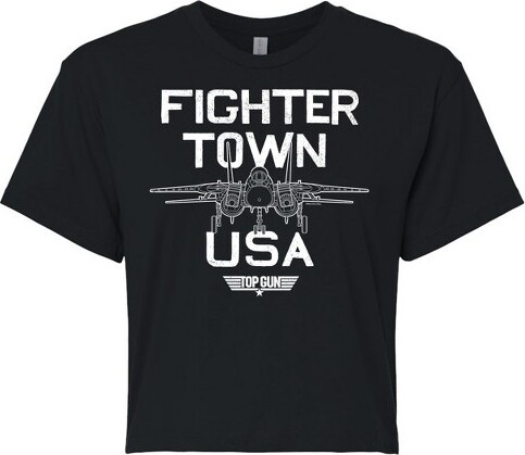 Top Gun Women'sTopGunPropertyofFighterTownCroppedGraphicT-Shirt-Black-Small
