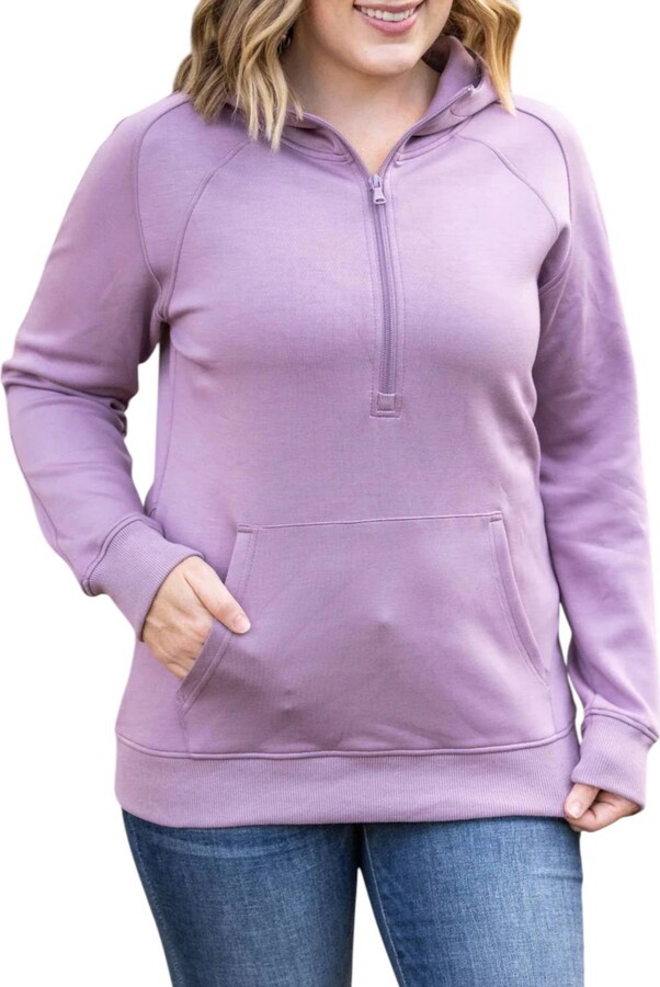 Michelle Mae Scuba Halfzip Hoodie In Lavender