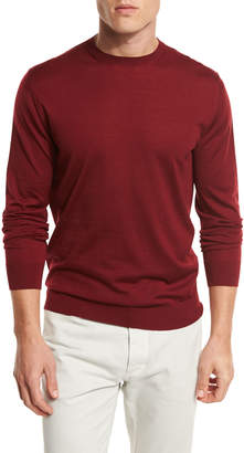 Ermenegildo Zegna High-Performance Merino Wool Crewneck Sweater, Medium Red