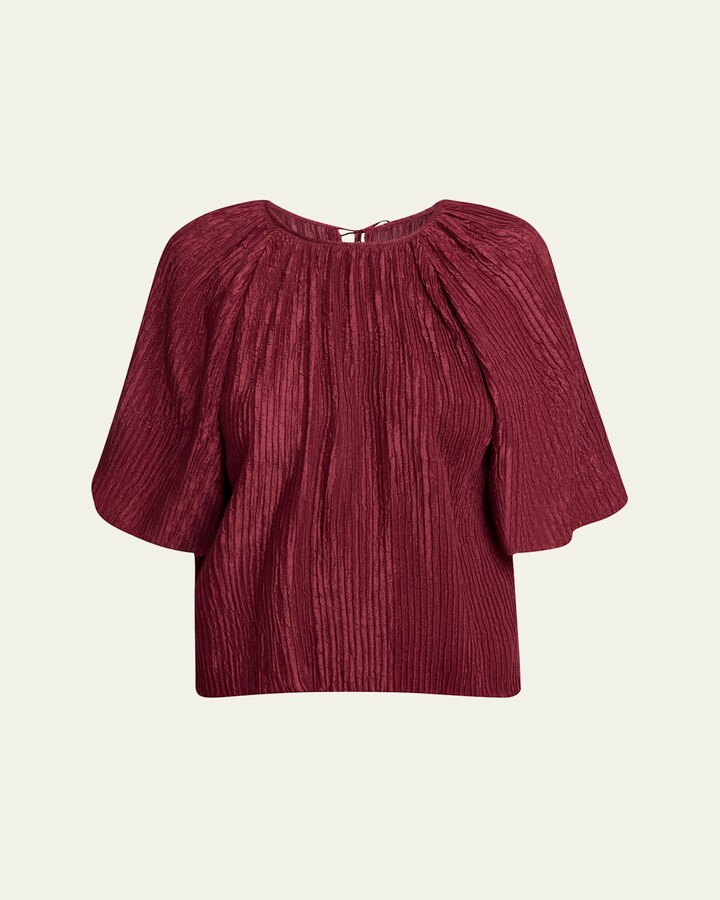 Gabriela Hearst Nula Plisse Silk Top