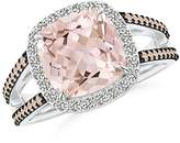 Thumbnail for your product : Angara.com Morganite Split Shank Ring with Brown and White Diamond Accents in 14K Yellow Gold