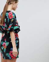Thumbnail for your product : AX Paris 3/4 Sleeve Tropical Print Dress