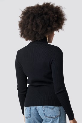 NA-KD Na Kd V Detailed High Neck Sweater Black