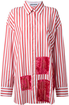 Mikio Sakabe oversized devoré patch stripe shirt
