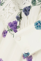 Thumbnail for your product : Andrew Gn Lace-trimmed Printed Silk-blend Gown