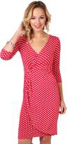 Thumbnail for your product : KRISP 6487-NVY-18: Wrap Front Polka Dot Dress