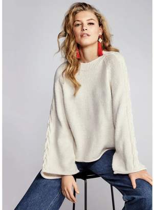 River Island Womens Cream wide cable knit sleeve jumper