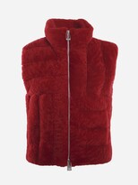 Shearling Vest With All-over Woven Pa 