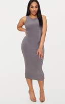 Thumbnail for your product : PrettyLittleThing Plus Charcoal Grey Second Skin Slinky Racer Neck Midaxi Dress