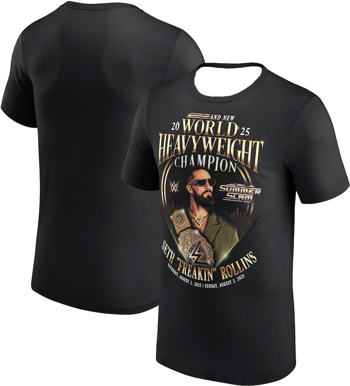 Men & apos;s Summer Clothes WWE Black SummerSlam Seth Rollins World Heavyweight Champion T-Shirt Quick-drying Absorb Sweat Tee Top Moto