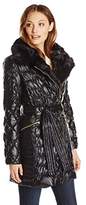Thumbnail for your product : Via Spiga Women's Quilted Down Coat with Asymmetrical Zip and Faux-Fur Trim