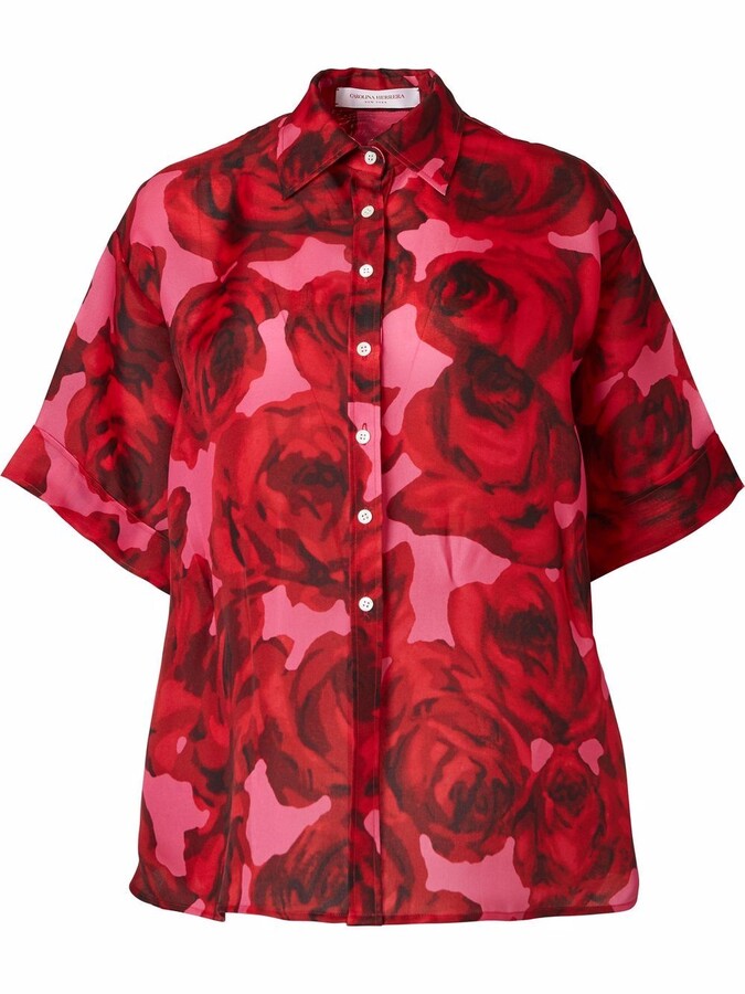 Carolina Herrera Oversized Floral-print Silk-gazar Shirt 