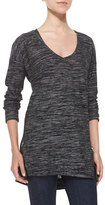 Thumbnail for your product : Splendid Space-Dyed Zip-Detailed Jersey Top, Black