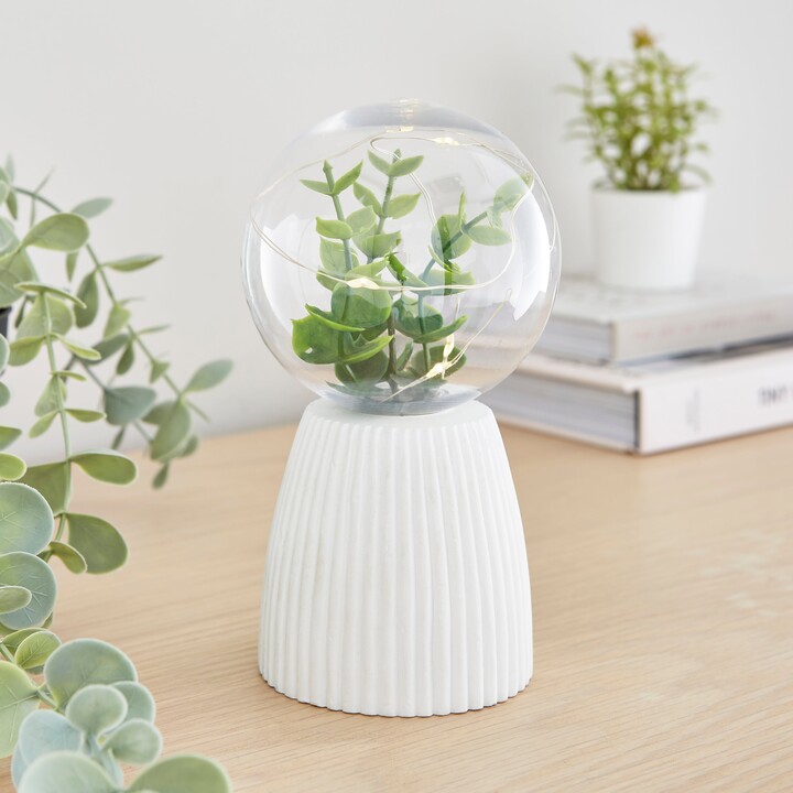 Dunelm Faux Terrarium Ribbed Battery Table Lamp White ShopStyle