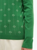 Thumbnail for your product : Gucci GG-jacquard V-neck Wool-blend Sweater - Green
