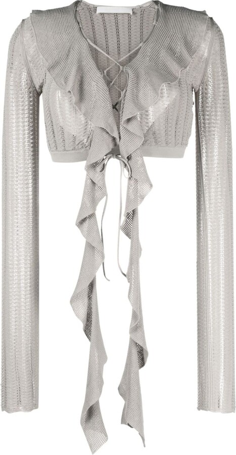 Dion Lee Lace-Up Crochet-Knit Top ShopStyle