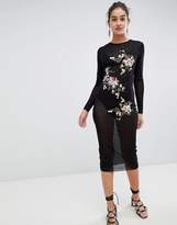 Thumbnail for your product : Glamorous mesh midi dress with floral embroidery