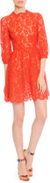 Thumbnail for your product : Valentino 3/4-Puff-Sleeve Lace Dress