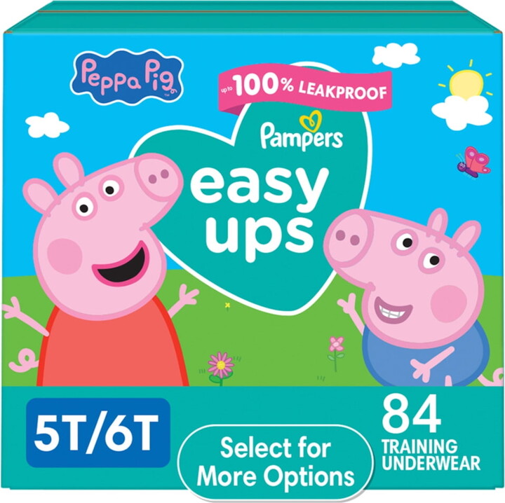 Pampers Easy Ups Peppa Potty Training Pants Girls Size 5T-6T, 84 Count (Select for More Options)