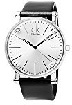 Calvin Klein Men's K3B2T1C6 'Congent' Silver Dial Black Leather Strap Watch