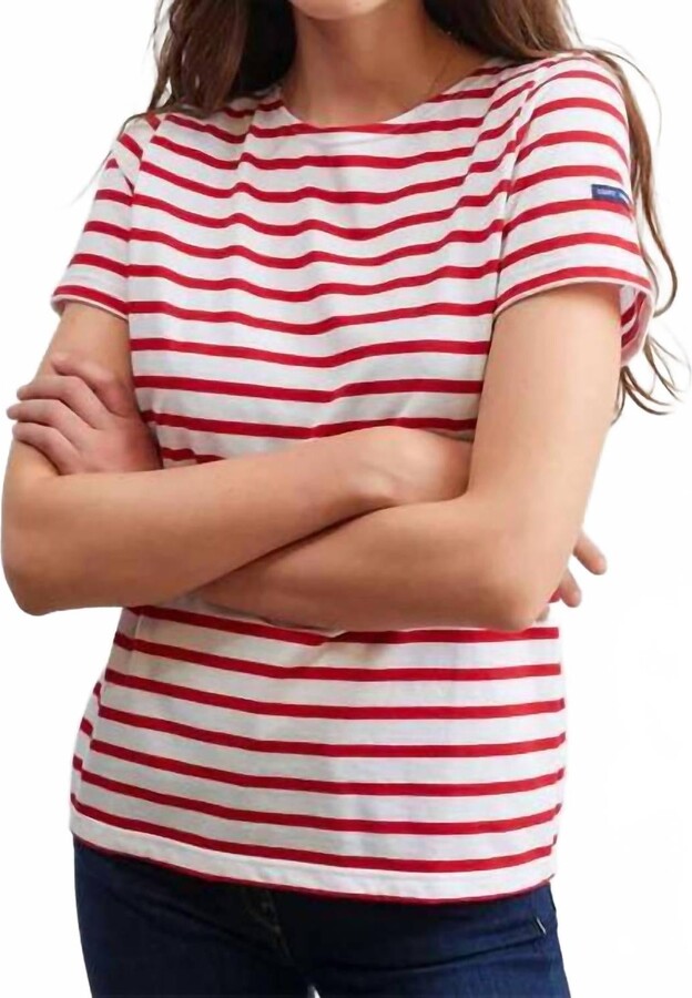 Saint James Etrille Ii Short Sleeve Tee In Neige/tulipe