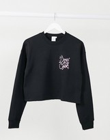 Thumbnail for your product : Skinnydip Skinny Dip graphic slogan print cropped sweater in black