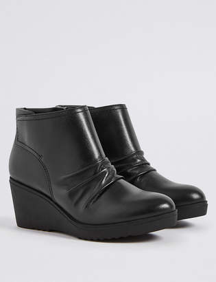 Marks and Spencer Leather Wedge Heel Ankle Boots
