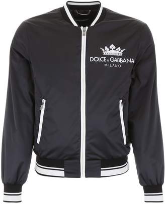 Dolce & Gabbana Bomber Jacket With Crown Print