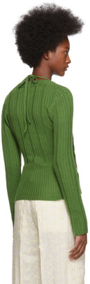 Jacquemus Green La Double Maille V-Neck Sweater