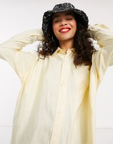 Thumbnail for your product : adidas adicolor long sleeve satin button up shirt in yellow
