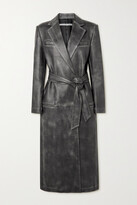 Thumbnail for your product : Alexander Wang Belted Distressed Leather Coat