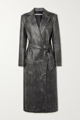 Alexander Wang Belted Distressed Leather Coat