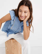 Thumbnail for your product : Madewell Floral Embroidered Denim Ruffle Top