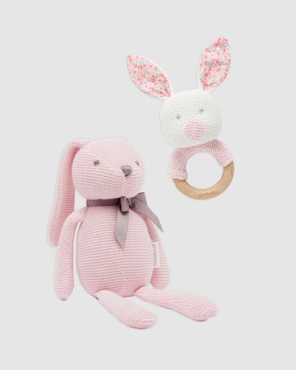 Purebaby Girl's Pink Wooden Toys - Rabbit Toy & Rattle Set - Babies - Size One Size at The Iconic