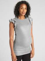 Thumbnail for your product : Gap Maternity Metallic Ribbed Ruffle Sleeve Top