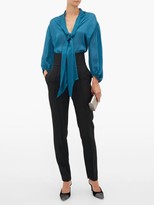 Thumbnail for your product : Alexandre Vauthier Knotted Silk Blouse - Blue