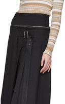 Thumbnail for your product : we11done Black Unbalanced Pleats Mid-Length Skirt