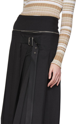 we11done Black Unbalanced Pleats Mid-Length Skirt